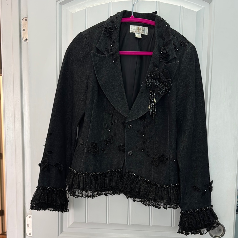 Mary Frances Black Beaded Blazer